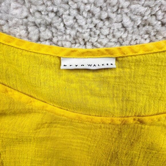 Bryn Walker Franci Cotton Gauze Asymmetrical Ruffle Top Yellow - Picture 4 of 9